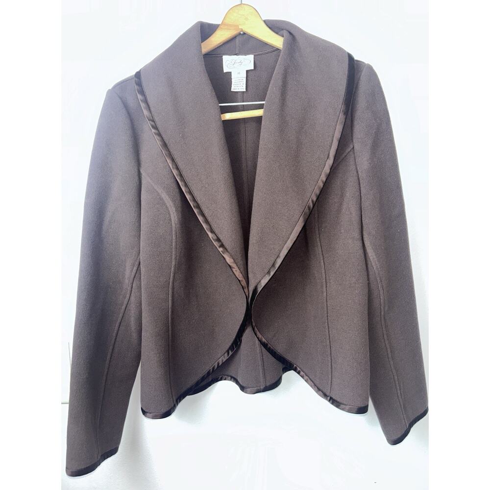 Lovely Women’s Shaw Collar Jacket Long Sleeves Casual Coat Brown Size 14